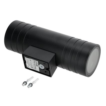 Vägglampa för utomhusbruk 2xGU10/35W/230V IP54 rund svart
