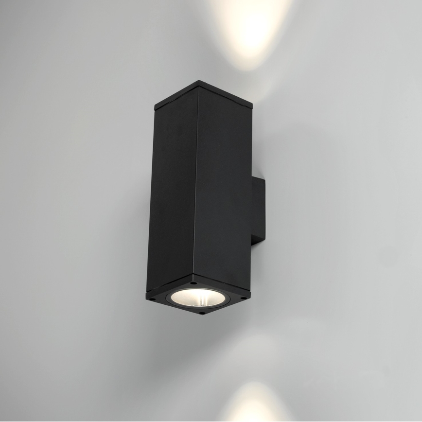 Vägglampa för utomhusbruk 2xGU10/35W/230V IP54 vinklat svart