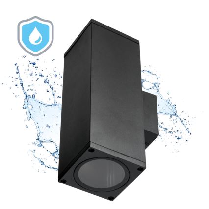 Vägglampa för utomhusbruk 2xGU10/35W/230V IP54 vinklat svart