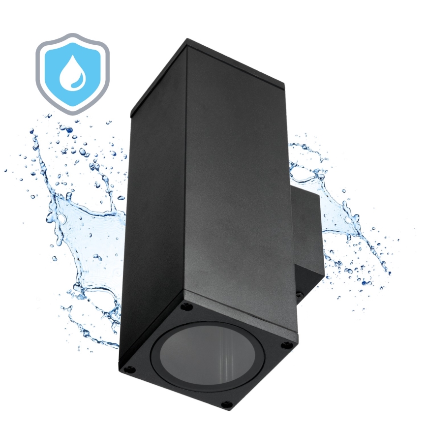 Vägglampa för utomhusbruk 2xGU10/35W/230V IP54 vinklat svart
