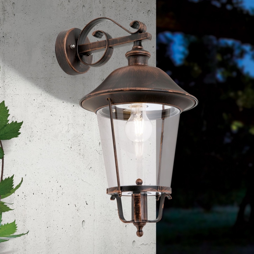 Vägglampa för utomhusbruk KENZO 1xE27/100W/230V IP44 brons/patina