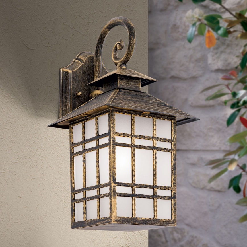 Vägglampa för utomhusbruk KIKO 1xE27/11W/230V IP44 brons/patina
