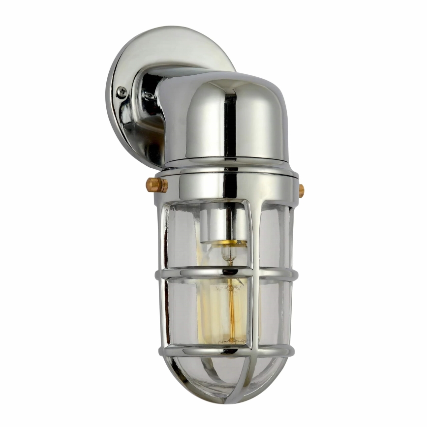 Vägglampa för utomhusbruk LUND 1xE27/12W/230V IP44 skinande krom