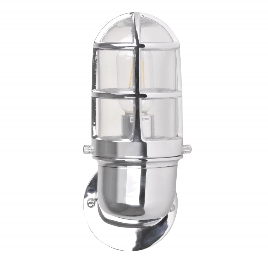 Vägglampa för utomhusbruk LUND 1xE27/12W/230V IP44 skinande krom