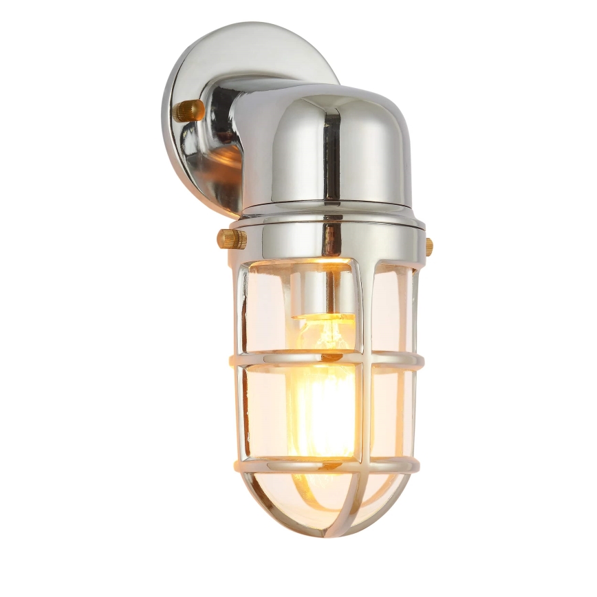Vägglampa för utomhusbruk LUND 1xE27/12W/230V IP44 skinande krom