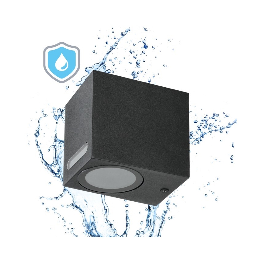 Vägglampa för utomhusbruk QUERK 1xGU10/35W/230V IP54 8 cm svart