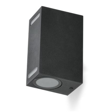 Vägglampa för utomhusbruk QUERK 2xGU10/35W/230V IP54 15 cm svart