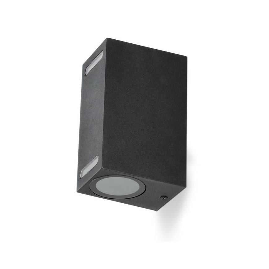 Vägglampa för utomhusbruk QUERK 2xGU10/35W/230V IP54 15 cm svart