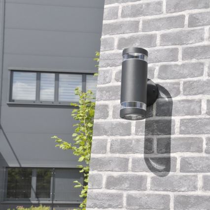 Vägglampa för utomhusbruk RINO 2xGU10/12W/230V IP54 svart