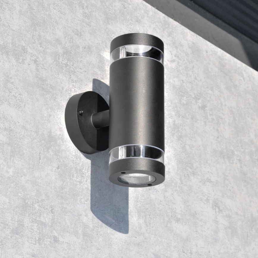 Vägglampa för utomhusbruk RINO 2xGU10/12W/230V IP54 svart