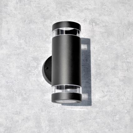 Vägglampa för utomhusbruk RINO 2xGU10/12W/230V IP54 svart