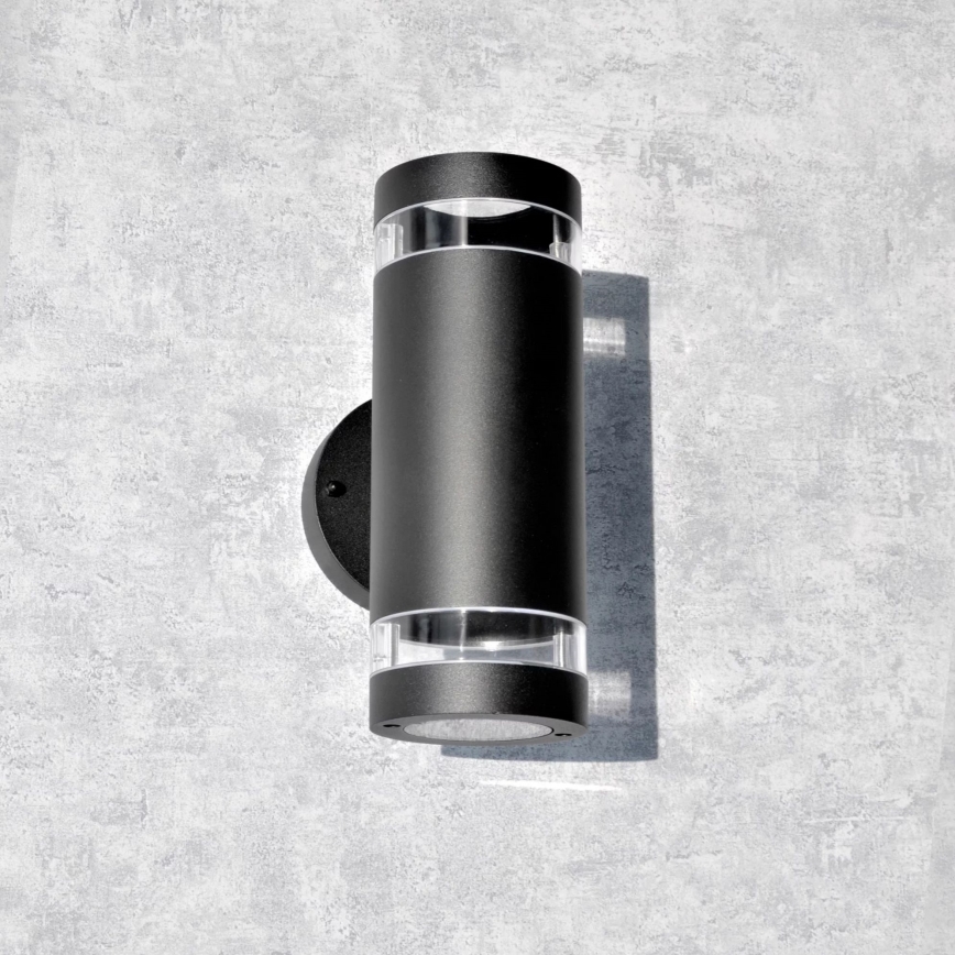Vägglampa för utomhusbruk RINO 2xGU10/12W/230V IP54 svart
