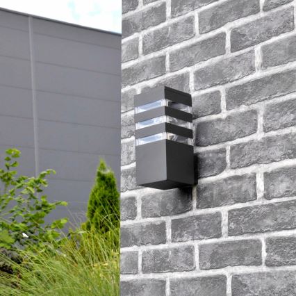 Vägglampa för utomhusbruk TEKSAS 1xE27/12W/230V IP44 grafit
