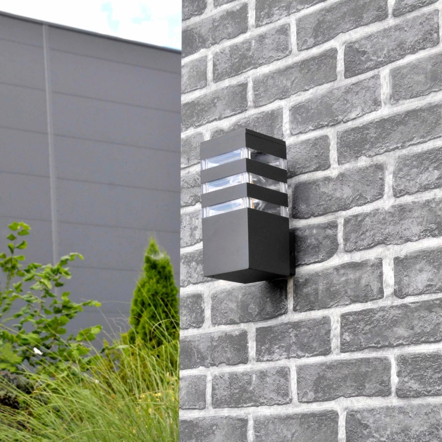 Vägglampa för utomhusbruk TEKSAS 1xE27/12W/230V IP44 grafit