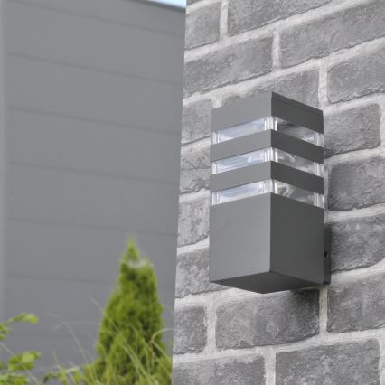 Vägglampa för utomhusbruk TEKSAS 1xE27/12W/230V IP44 grafit