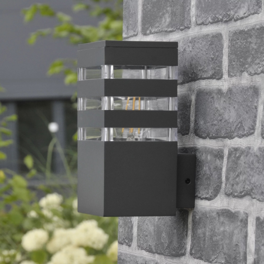 Vägglampa för utomhusbruk TEKSAS 1xE27/12W/230V IP44 grafit