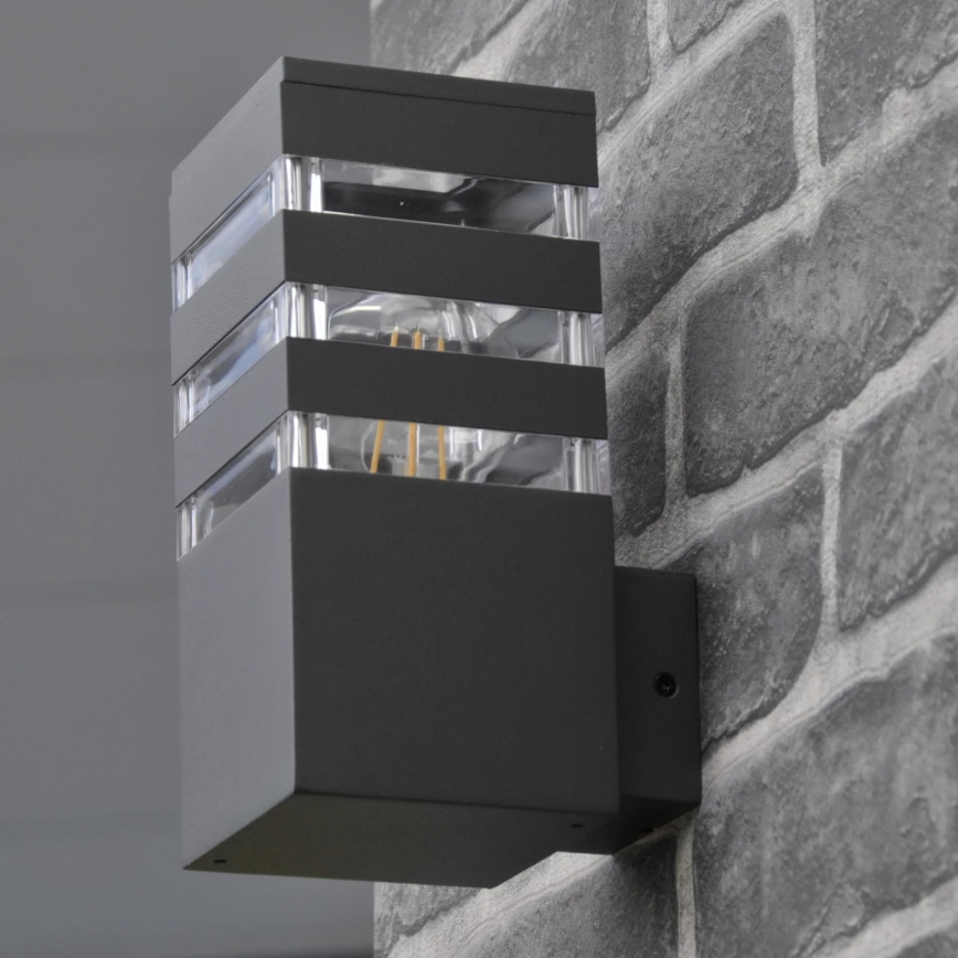 Vägglampa för utomhusbruk TEKSAS 1xE27/12W/230V IP44 grafit
