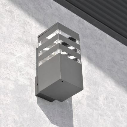Vägglampa för utomhusbruk TEKSAS 1xE27/12W/230V IP44 grafit
