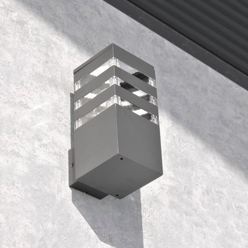 Vägglampa för utomhusbruk TEKSAS 1xE27/12W/230V IP44 grafit