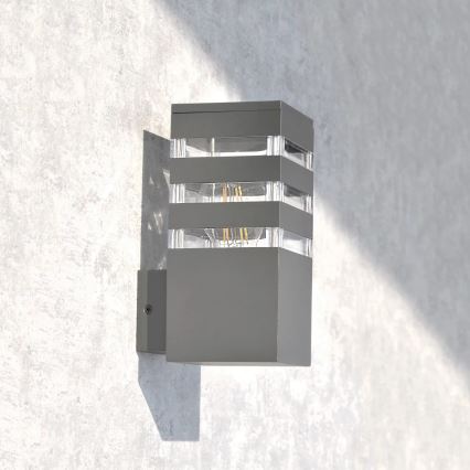 Vägglampa för utomhusbruk TEKSAS 1xE27/12W/230V IP44 grafit