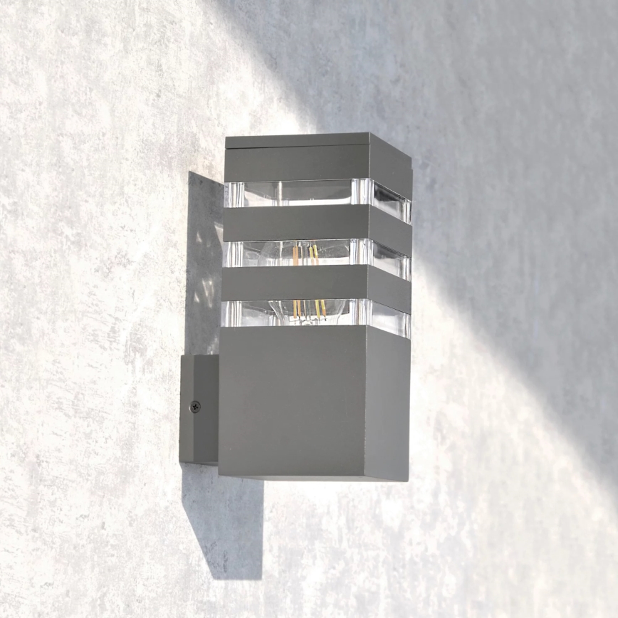 Vägglampa för utomhusbruk TEKSAS 1xE27/12W/230V IP44 grafit
