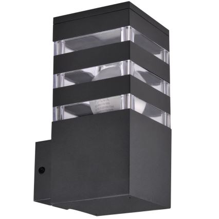Vägglampa för utomhusbruk TEKSAS 1xE27/12W/230V IP44 grafit