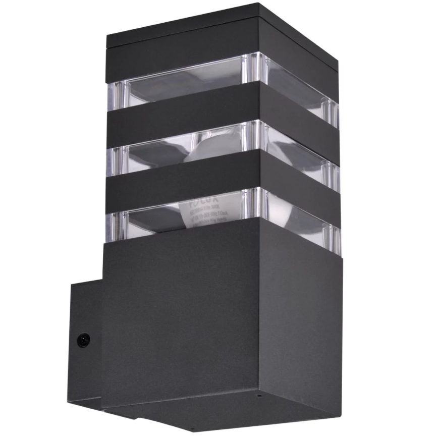 Vägglampa för utomhusbruk TEKSAS 1xE27/12W/230V IP44 grafit