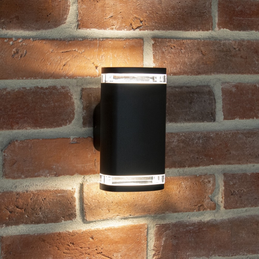 Vägglampa för utomhusbruk ZEVI 2xGU10/10W/230V IP54 svart