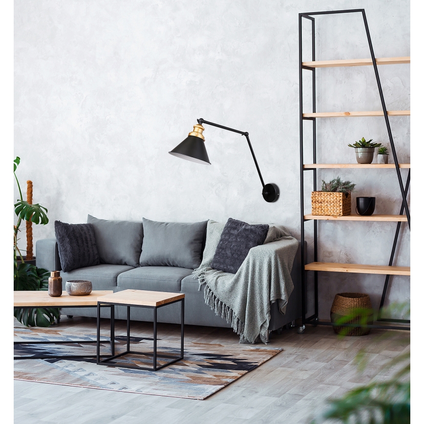 Vägglampa FUNDO 1xE27/40W/230V svart/guld
