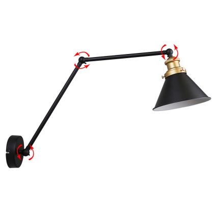 Vägglampa FUNDO 1xE27/40W/230V svart/guld