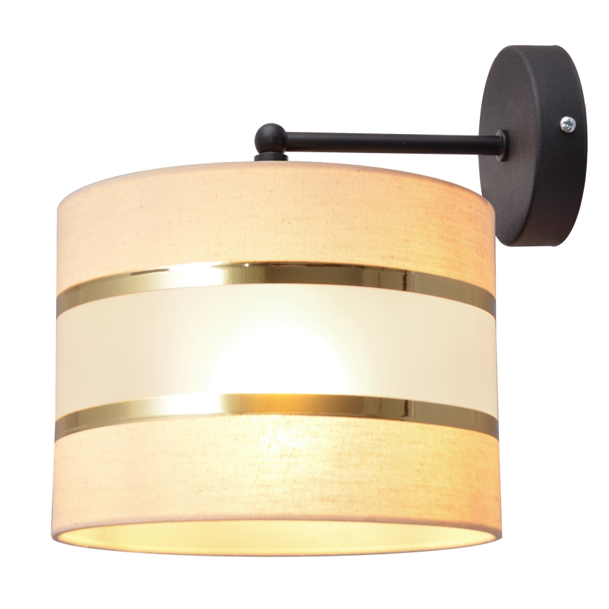 Vägglampa HELEN 1xE27/15W/230V grädde/svart/gyllene