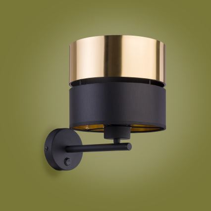 Vägglampa  HILTON 1xE27/15W/230V mässing /svart