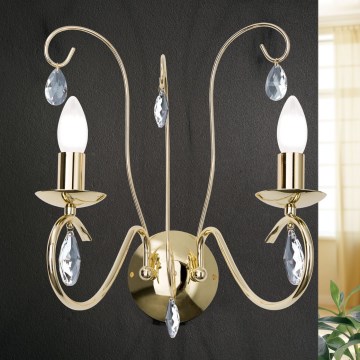Vägglampa i kristall ALESSIA 2xE14/40W/230V guld