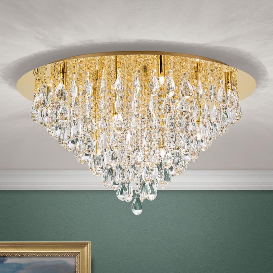 Vägglampa i kristall CELESTE 12xG9/40W/230V diameter 75 cm guld