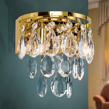 Vägglampa i kristall CELESTE 2xG9/40W/230V guld