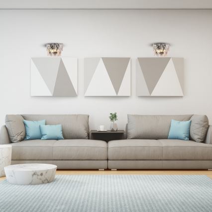 Vägglampa i kristall CHELSEA 2xE14/40W/230V skinande krom