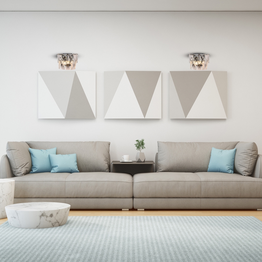 Vägglampa i kristall CHELSEA 2xE14/40W/230V skinande krom
