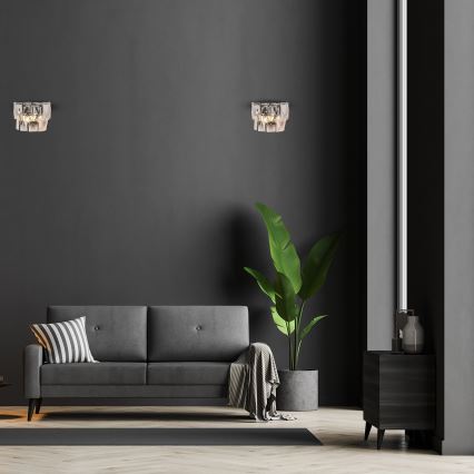 Vägglampa i kristall CHELSEA 2xE14/40W/230V skinande krom