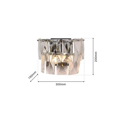 Vägglampa i kristall CHELSEA 2xE14/40W/230V skinande krom