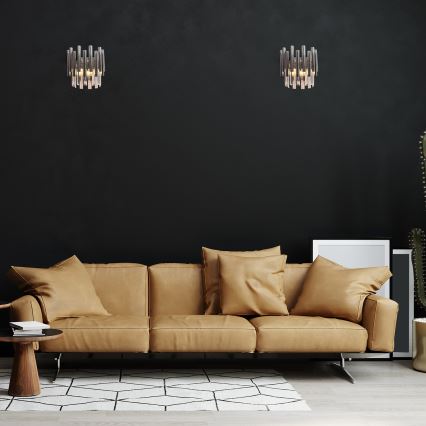 Vägglampa i kristall MADISON 2xE14/40W/230V skinande krom