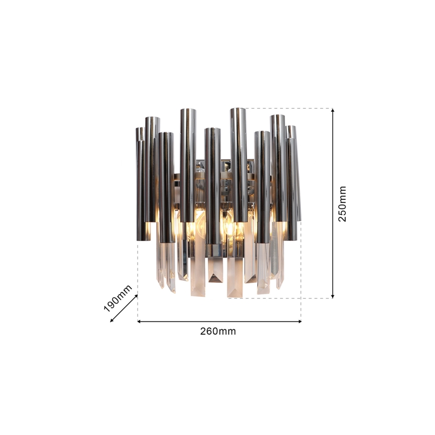 Vägglampa i kristall MADISON 2xE14/40W/230V skinande krom
