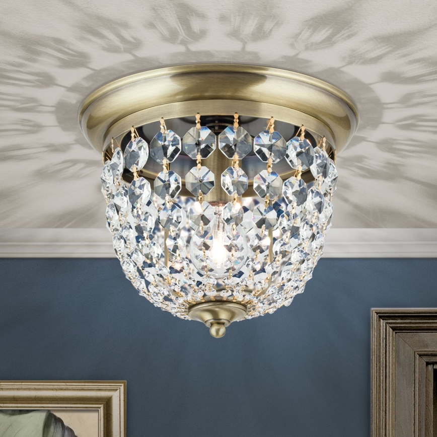 Vägglampa i kristall PLAFOND 1xE27/40W/230V diameter 26 cm brons