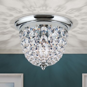 Vägglampa i kristall PLAFOND 1xE27/40W/230V diameter 26 cm skinande krom