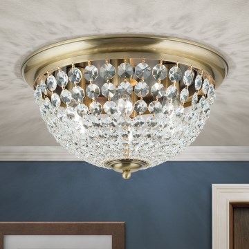 Vägglampa i kristall PLAFOND 6xE27/40W/230V diameter 47 cm brons