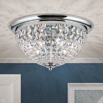 Vägglampa i kristall PLAFOND 6xE27/40W/230V diameter 47 cm skinande krom