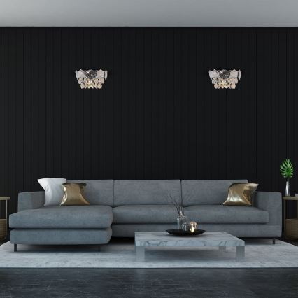 Vägglampa i kristall SELENA 2xE14/40W/230V skinande krom