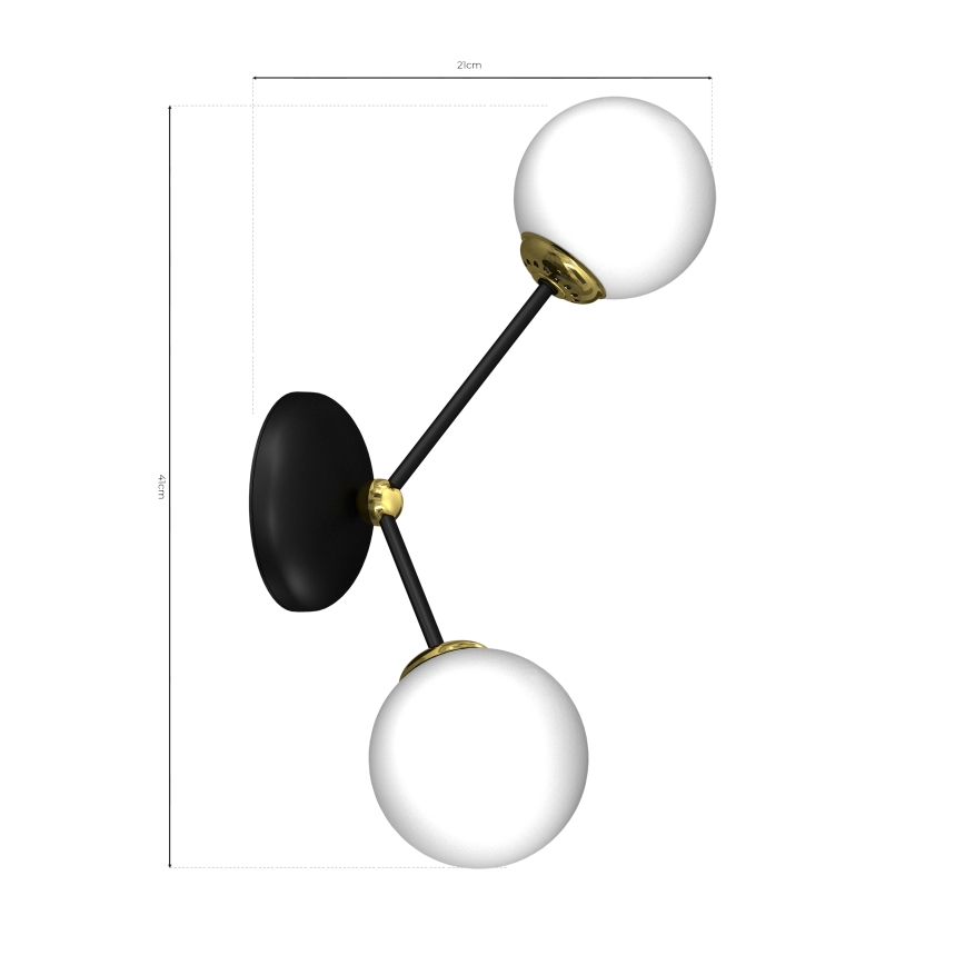 Vägglampa  JOY 2xE14/40W/230V svart /gyllene