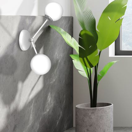 Vägglampa  JOY 2xE14/40W/230V vit /blank krom