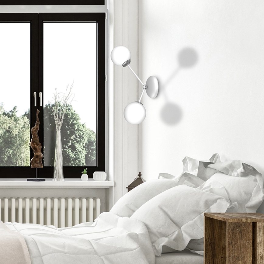 Vägglampa  JOY 2xE14/40W/230V vit /blank krom