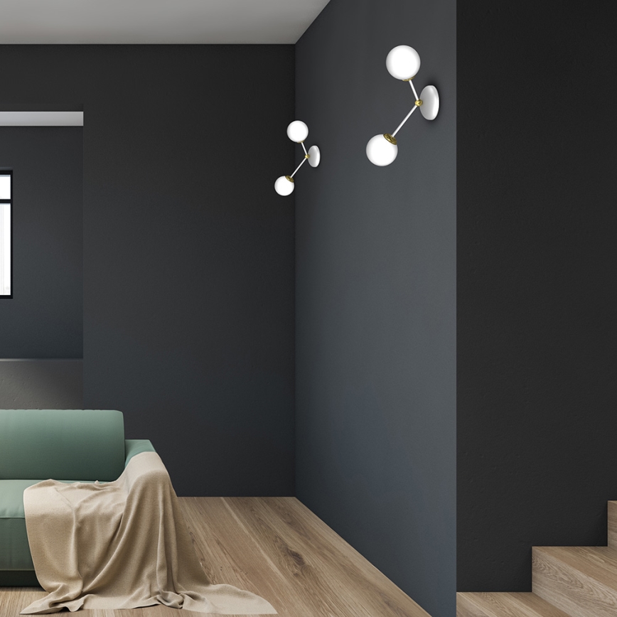 Vägglampa  JOY 2xE14/40W/230V vit /gyllene